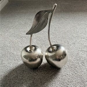 Metallic Silver Cherry Decorative Accent for Home